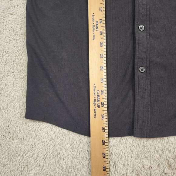 Vuori Short Sleeve Ace Button Down Charcoal Men Size Large Small Holes See Photo - Picture 7 of 12